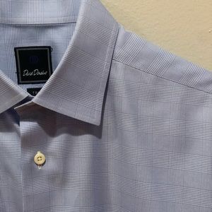 David Donahue Trim Fit Dress Shirt Blue Pattern